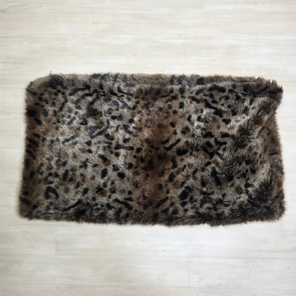 Pottery Barn Leopard Faux Fur Pillow Cover 16x26 Brown Animal Print 3794534
